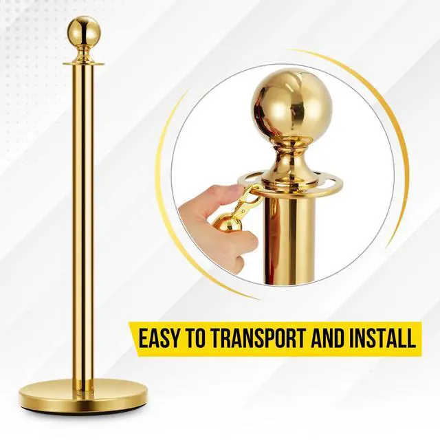 Alt view image 5 of 6 - Stanchions and Velvet Ropes, Crowd Control Barriers Queue Pole,Red Carpet Ropes and Poles, Gold
