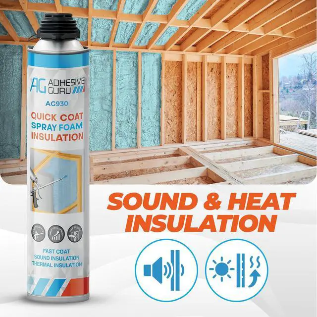 Alt view image 3 of 6 - Adhesive Guru Spray Foam Insulation Kit (2 x 32.80 oz), Polyurethane Self-Expanding Adhesive Foam, Closed Cell Heat Insulation and Acustic Spray with Cleaner and Dispensing Gun