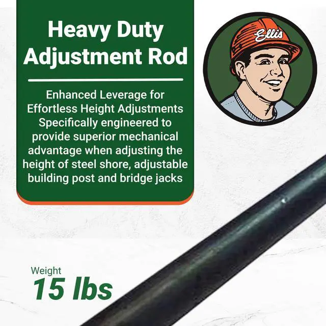 Alt view image 2 of 6 - 1" Diameter Steel Adjustment Rod - 60" Length for Heavy Duty Steel Shores & Bridge Jacks - Extra Leverage for Height Adjustment