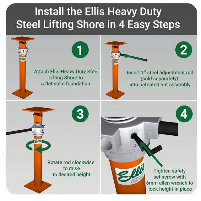 Alt view image 4 of 6 - 1" Diameter Steel Adjustment Rod - 60" Length for Heavy Duty Steel Shores & Bridge Jacks - Extra Leverage for Height Adjustment