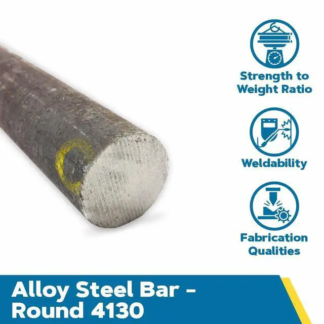 Alt view image 2 of 4 - 4130 Alloy Steel Round Bar, Unpolished (Mill) Finish, Cold Finish, Normalized, AMS 6370/AMS S-6758, 1.25" Diameter, 36" Length, OnlineMetals