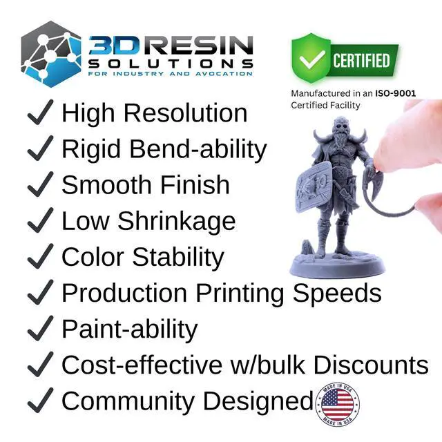 Alt view image 2 of 6 - Table Top RPG 3D Printing Resin by 3DRS High Precision & Durable Resin for Miniatures, Models, Low Shrinkage, Fast Curing, LCD/DLP/SLA Compatible (4kg)