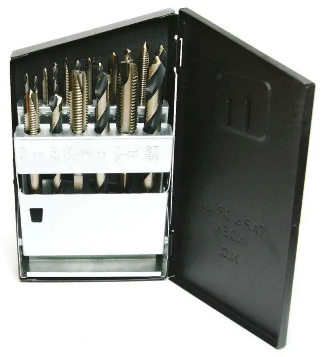Alt view image 2 of 6 - Super Premium Drill and Tap Set - 18 Piece Set - 57580 - Black and Gold Oxide