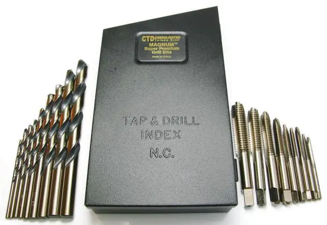 Alt view image 3 of 6 - Super Premium Drill and Tap Set - 18 Piece Set - 57580 - Black and Gold Oxide