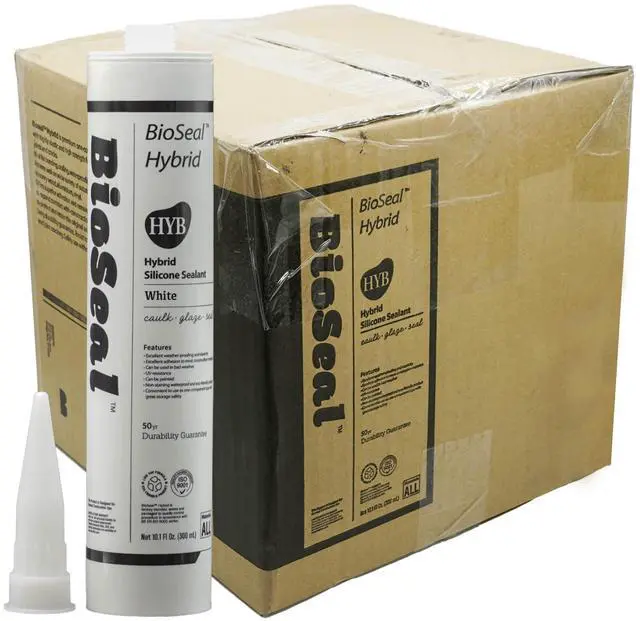 Main image of Paintable White BioSeal Silicone Sealant Caulk Waterproof 10.1 oz White Caulking Silicone Adhesive Sealant Cartridge for RV, General Use, Window, Door, Glass for PAINTABLE Silicone Caulk 25 Tubes