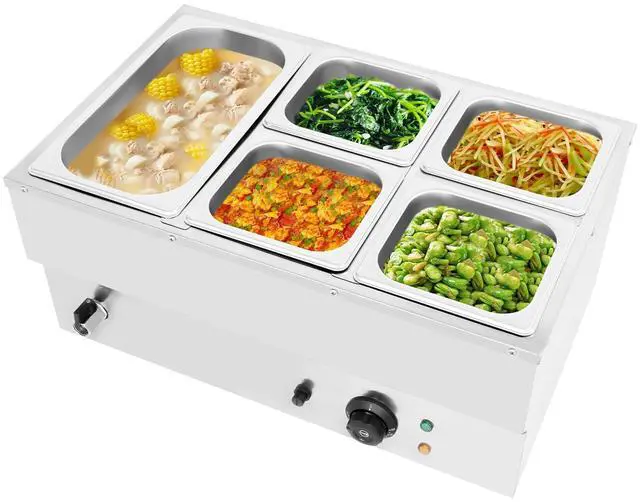 Main image of Electric Commercial Food Warmer,110V 5-Pan Stainless Steel Bain Marie Buffet Food Warmer Steam Table with Temperature Control and Cover,Suitable for Parties,Catering and Restaurants