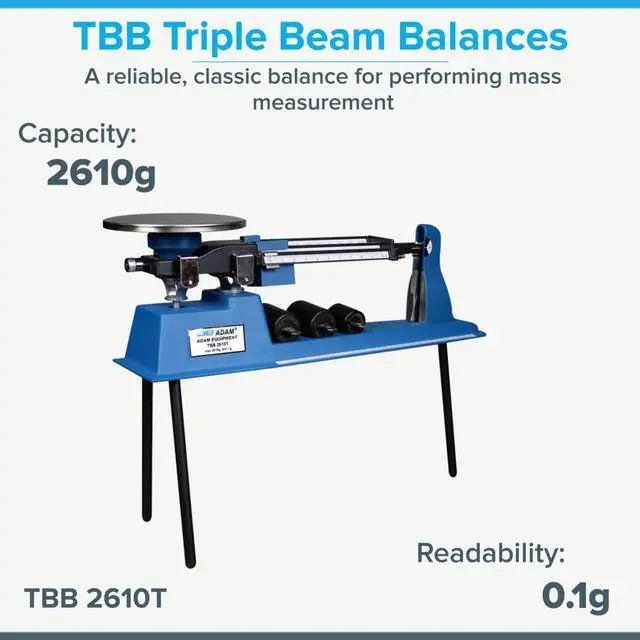 Alt view image 2 of 6 - TBB 2610T Triple Beam Mechanical Balance, with Tare Beam, 2610g Capacity, 0.1g Readability