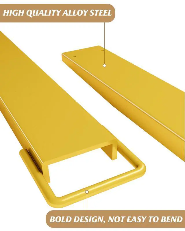 Alt view image 4 of 6 - Pallet Forklift Extensions 72 in Length 4.5 in Width, Heavy Duty Steel Pallet Fork Extension, 1 Pair Fork Extensions for Forklifts, Yellow