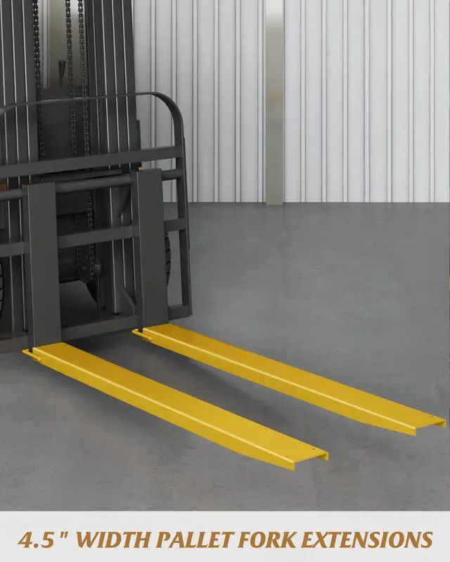 Alt view image 2 of 6 - Pallet Forklift Extensions 84 in Length 4.5 in Width, Heavy Duty Steel Pallet Fork Extension, 1 Pair Fork Extensions for Forklifts, Yellow