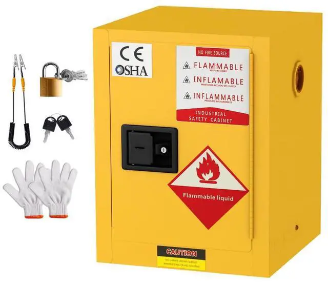 Main image of 22 Gallon Flammable Storage Cabinet, Galvanized Steel Flammable Safety Cabinet with Adjustable Shelf for Home & Industrial Use, 24" x 19" x 19", Yellow