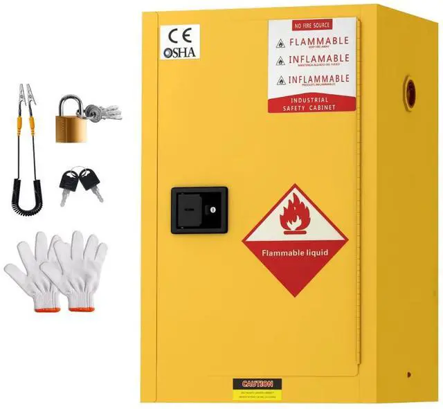 Main image of 45 Gallon Flammable Storage Cabinet, Galvanized Steel Flammable Safety Cabinet with Adjustable Shelf for Home & Industrial Use, 37" x 25" x 20", Yellow