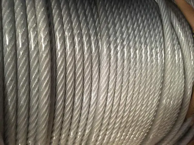 Main image of 1/8"-3/16" Clear Vinyl Coated Galvanized Aircraft Cable Steel Wire Rope 7x7 (1000 Feet)
