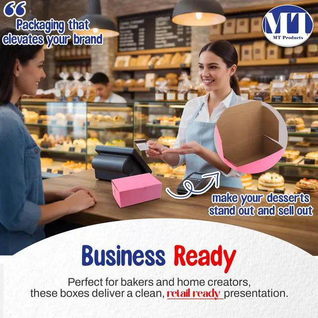 Alt view image 3 of 6 - Pink Cookie Boxes 8" x 5.5" x 4" - Elegant No-Windowed Bakery Boxes (Pack of 250) - Made in the USA