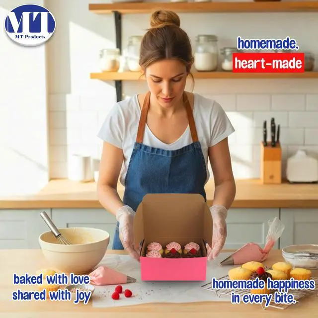 Alt view image 4 of 6 - Pink Cookie Boxes 8" x 5.5" x 4" - Elegant No-Windowed Bakery Boxes (Pack of 250) - Made in the USA