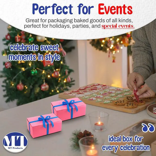 Alt view image 5 of 6 - Pink Cookie Boxes 8" x 5.5" x 4" - Elegant No-Windowed Bakery Boxes (Pack of 250) - Made in the USA