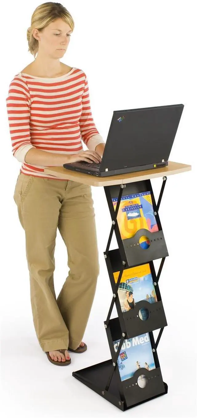 Alt view image 2 of 5 - Portable Table with Folding Design Has (3) Built-in Literature Pockets, Includes a Hard Carry Case