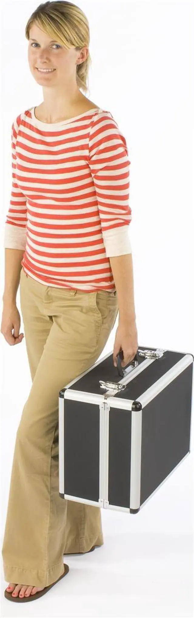 Alt view image 5 of 5 - Portable Table with Folding Design Has (3) Built-in Literature Pockets, Includes a Hard Carry Case