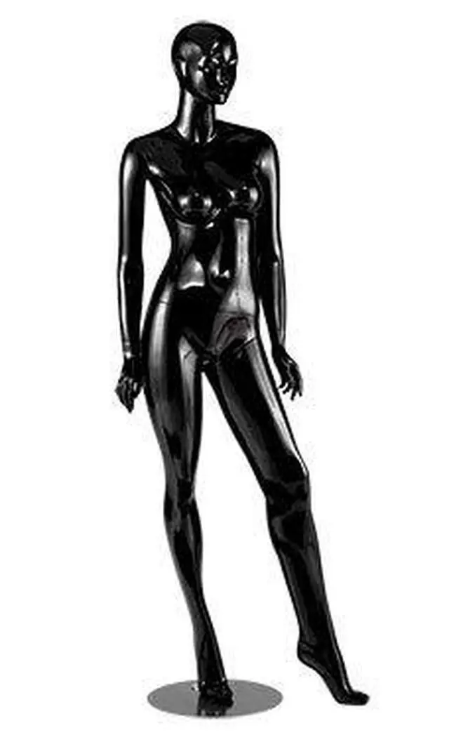 Alt view image 2 of 2 - Mannequin Full Body Female Glossy Black Cameo Fiberglass with Base, Height 5'10" - Full Body Mannequin Female Display