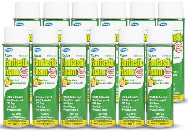 Main image of Super Fantastic Foam, 20 Ounce Aerosol, Heavy Foaming Water Rinse Degreaser, Safe Non-Corrosive Formula, Low VOC, Non-Chlorinated, CFC Free, Great for Engines, Garage Floors (Pack of 12)