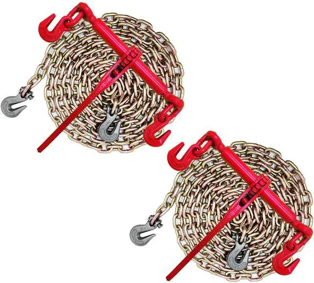 Main image of Chain and Binder kit, 4,700lbs Safe Working Load, (2) 5/16"X20' G70 Chain and (2) 5/16-3/8 Ratchet Load Binders. Trailer Accessories