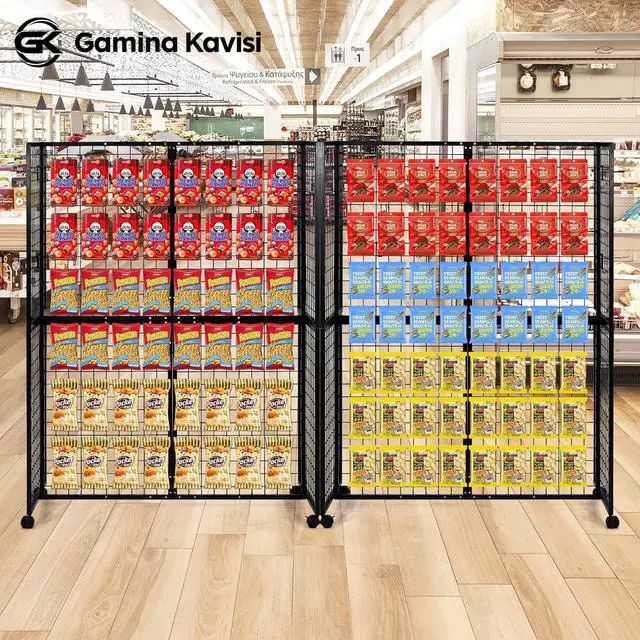 Alt view image 3 of 6 - GridWall Display Stand with Wheels, Grid Wall Panels Display Stand Rack, Grid Walls for Craft Shows,Art Show Display Panels Extra Hooks, Black