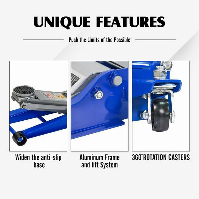Alt view image 6 of 6 - 6600lbs/3Ton Low Profile Floor Jack with Foot Pedal Dual Piston Hydraulic | Fast lift dual piston pump with foot pedal, lifting range 2.95"-19.88", heavy duty racing trolley jack for MVP, SUVs & Truck