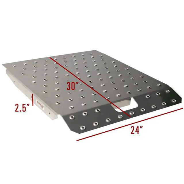Alt view image 5 of 6 - 5001.6761 Aluminum Shed Trailer Garage Ramp for Lawn Mowers, Garden Tractors, Motorcycles, ATVs & UTVs - 29" x 24" with Tough Grip Surface, 750 lbs. Capacity
