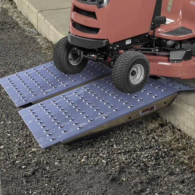 Alt view image 6 of 6 - 5001.6764 Aluminum Shed Trailer Garage Ramp for Lawn Mowers, Garden Tractors, Motorcycles, ATVs & UTVs - 29" x 24" with Tough Grip Surface, 1500 lbs. Capacity, Set of 2