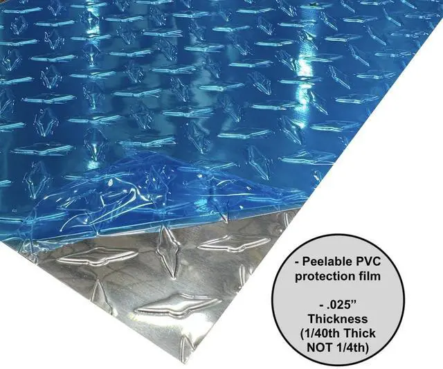 Main image of 48" x 96" Polished Aluminum Diamond Plate Sheet.025" Thick (1/40") - Trailer Rock Guard, wainscotting Garage Diamond Trim, Cargo Enclosed Trailer Hauler Guard