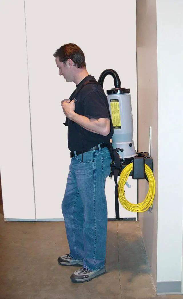 Alt view image 2 of 4 - Vacuum Station, Wall-Mounted Vacuum Station Holds Backpack or Hip Style Tools and Accessories and Provides Easy Slip-On / Slip-Off Capabilities for Backpack Operators