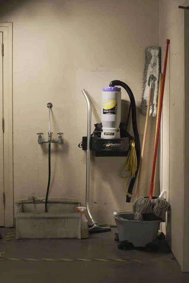Alt view image 4 of 4 - Vacuum Station, Wall-Mounted Vacuum Station Holds Backpack or Hip Style Tools and Accessories and Provides Easy Slip-On / Slip-Off Capabilities for Backpack Operators