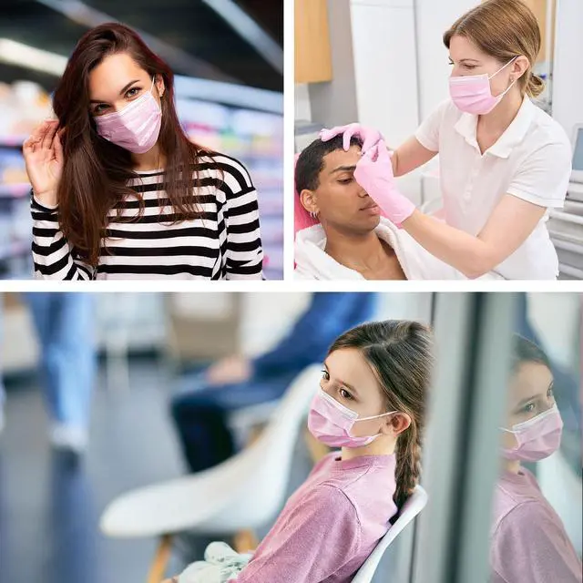 Alt view image 6 of 6 - Omnia Tigris Disposable Face Mask | 2000 Pcs Earloop Face Mask 3-Ply Protection Face Masks 4.0g | Disposable Breathable Mask for Adult, Home, Office, Daily Wear - Pink