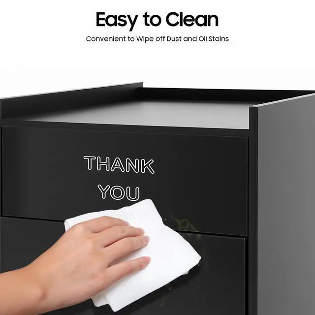 Alt view image 6 of 6 - 40 Gallon Restaurant Trash Bin Cabinet, Wood Commercial-Grade Trash Receptacle w/ Trash Bag, Indoor Trash Can Cabinet & Garbage Receptacle for Self-Service Restaurant, Food Courts, Coffee Shop (Black)