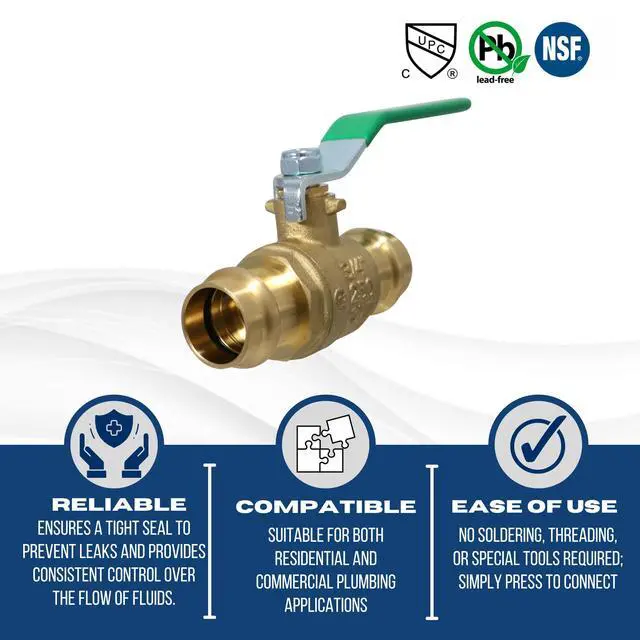 Alt view image 4 of 6 - 10 Pc 1 Inch x 1 Inch Press Ball Valve, 202-2-1=10XX