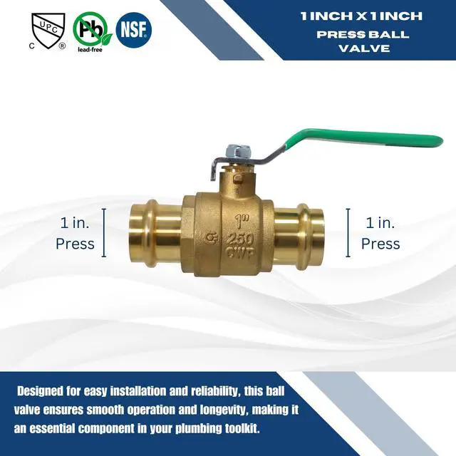 Alt view image 5 of 6 - 10 Pc 1 Inch x 1 Inch Press Ball Valve, 202-2-1=10XX