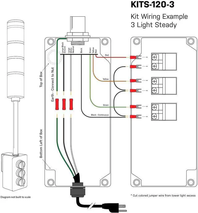 Alt view image 2 of 4 - LED 3 Light Steady Andon Tower Light Kit - Parts Only, Assembly Required - 2 Position Switches for On/Off - Stack Light