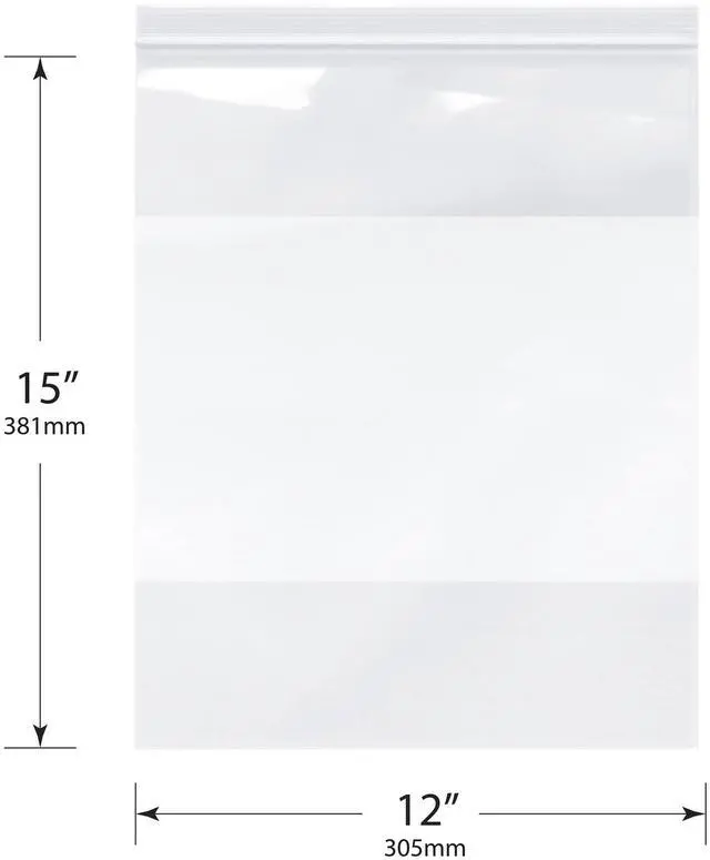 Alt view image 2 of 2 - 12" x 15" (Case of 500), 4 Mil with White-Block Heavy Duty Zipper Reclosable Plastic Bags