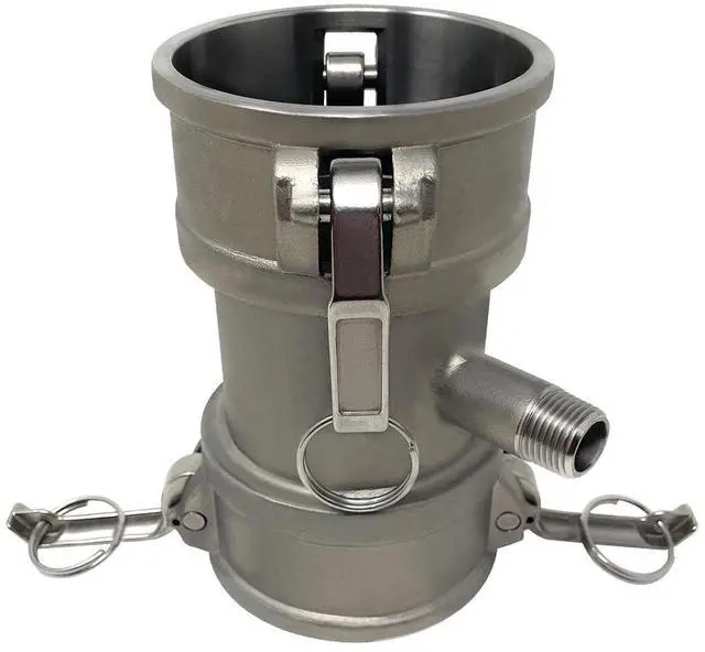 Main image of Camlock Fitting, Type DD with 1/2" Pipe Tap, Stainless Steel, 3" Female Camlock Coupler x 3" Female Camlock Coupler, (CAM-3030-DDPT05-SS)