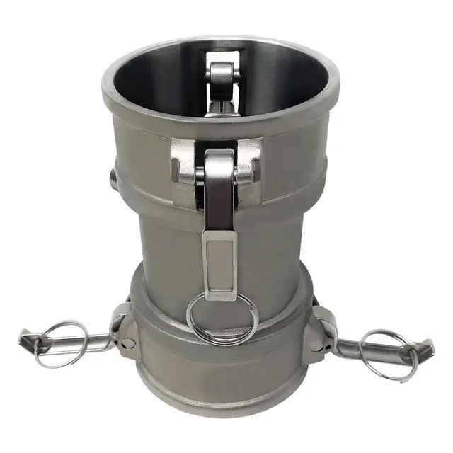 Alt view image 3 of 6 - Camlock Fitting, Type DD with 1/2" Pipe Tap, Stainless Steel, 3" Female Camlock Coupler x 3" Female Camlock Coupler, (CAM-3030-DDPT05-SS)