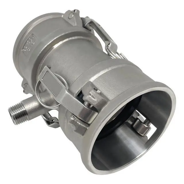 Alt view image 5 of 6 - Camlock Fitting, Type DD with 1/2" Pipe Tap, Stainless Steel, 3" Female Camlock Coupler x 3" Female Camlock Coupler, (CAM-3030-DDPT05-SS)