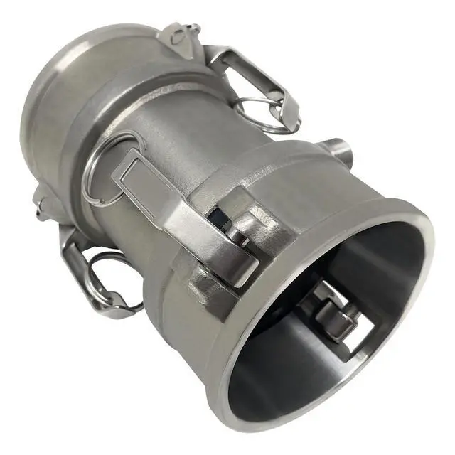 Alt view image 6 of 6 - Camlock Fitting, Type DD with 1/2" Pipe Tap, Stainless Steel, 3" Female Camlock Coupler x 3" Female Camlock Coupler, (CAM-3030-DDPT05-SS)