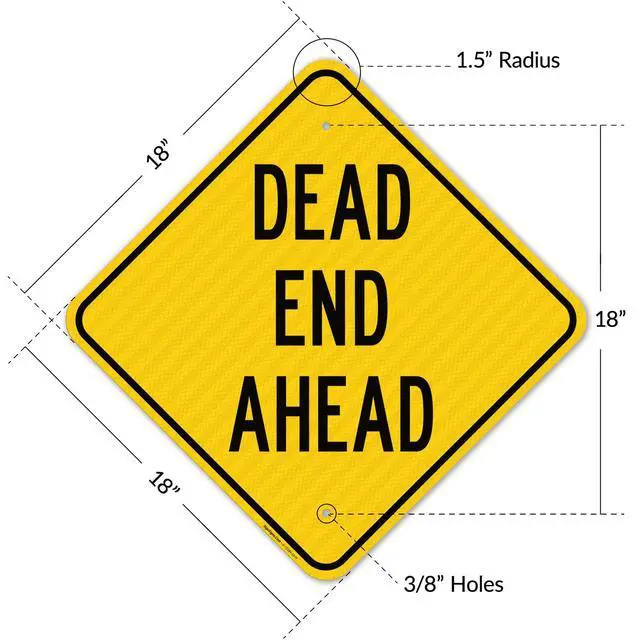 Alt view image 3 of 6 - Dead End Ahead Sign, 18x18 Inches, 3M EGP Reflective with Post & Cast Iron Base Stand Set Made in USA by