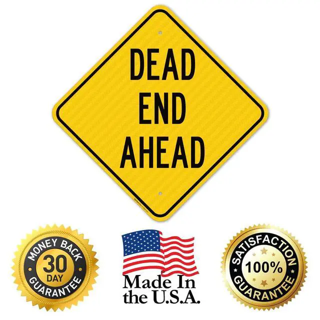 Alt view image 4 of 6 - Dead End Ahead Sign, 18x18 Inches, 3M EGP Reflective with Post & Cast Iron Base Stand Set Made in USA by