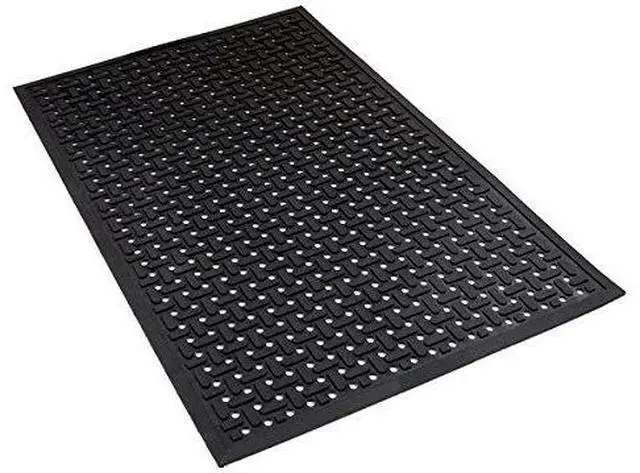 Main image of Slip Resistant Black 4' x 6' Rubber Drainage Mat 3/8 inch Thickness