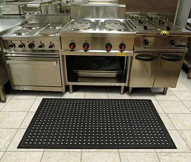 Alt view image 5 of 5 - Slip Resistant Black 4' x 6' Rubber Drainage Mat 3/8 inch Thickness