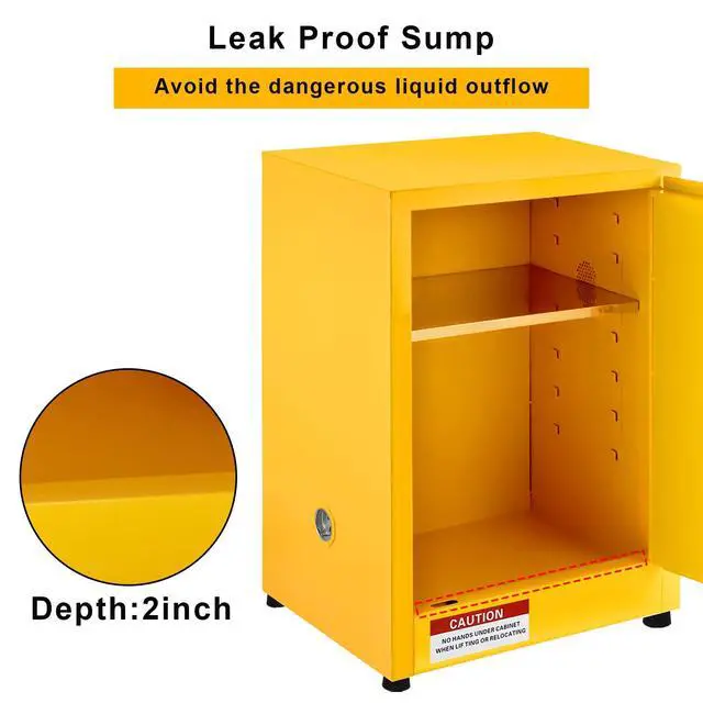 Alt view image 6 of 6 - 17" x 17" x 18" Galvanized Steel Safety Cabinet, Flammable Liquids Storage Cabinet Fireproof Leakproof Cabinet for Industry and Home