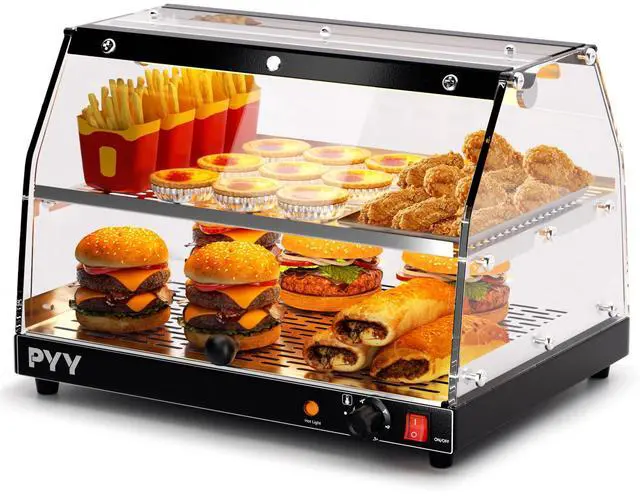 Main image of Food Warmer Commercial Countertop - 2-Tier with LED Lighting Food Display Warmer Pastry Disaplay Case Pretzel Warmer Machine
