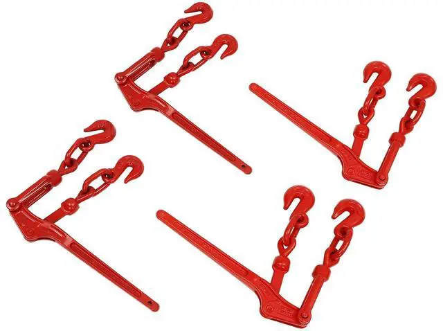 Main image of Lever Load Binder 5/16" - 3/8", 4 Pack Snap Chain Binder 5,400lbs Working Load Limit with G80 Hook for Grade 70/80 Transport Chain for Flatbed Truck Trailer, Red