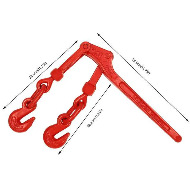 Alt view image 3 of 6 - Lever Load Binder 5/16" - 3/8", 4 Pack Snap Chain Binder 5,400lbs Working Load Limit with G80 Hook for Grade 70/80 Transport Chain for Flatbed Truck Trailer, Red