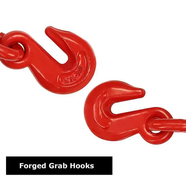 Alt view image 5 of 6 - Lever Load Binder 5/16" - 3/8", 4 Pack Snap Chain Binder 5,400lbs Working Load Limit with G80 Hook for Grade 70/80 Transport Chain for Flatbed Truck Trailer, Red